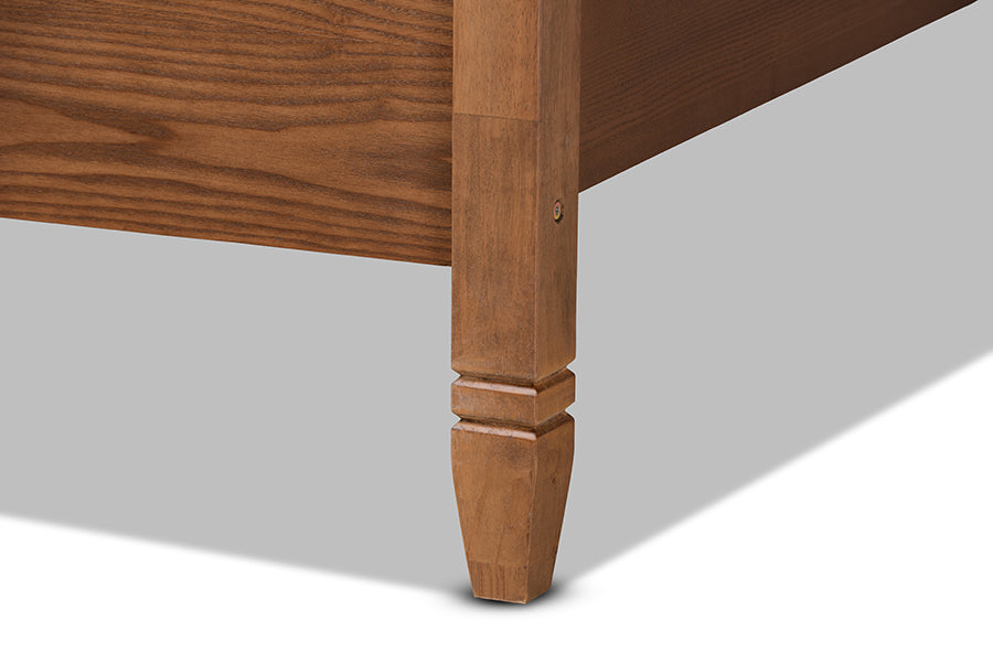 Malia Walnut Brown Finished Wood and Synthetic Rattan Queen Size Canopy Bed