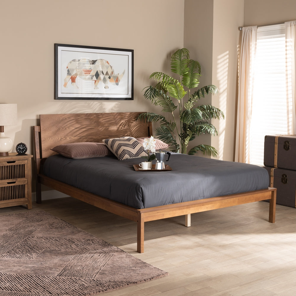 Giuseppe Walnut Brown Finished Queen Size Platform Bed