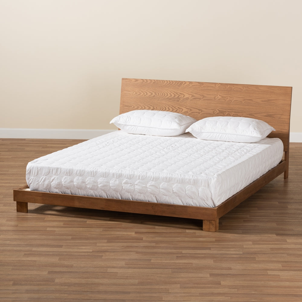 Haines Walnut Brown Finished Wood Queen Size Platform Bed