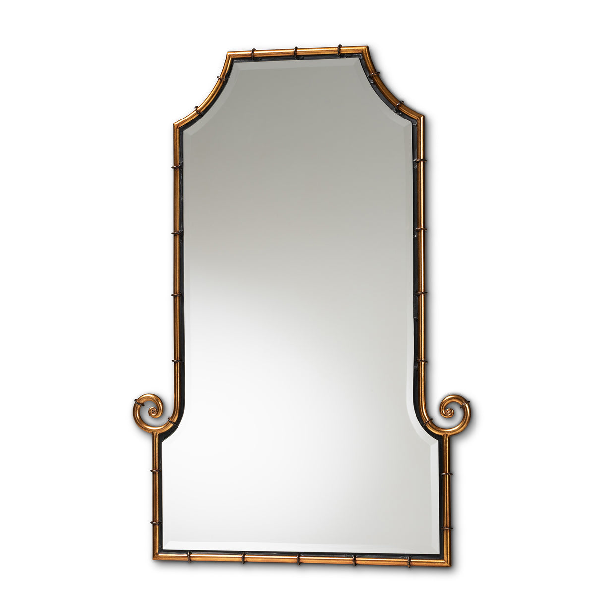 Layan ourous Hollywood Regency Style Gold Finished Metal Bamboo Inspired Accent Wall Mirror