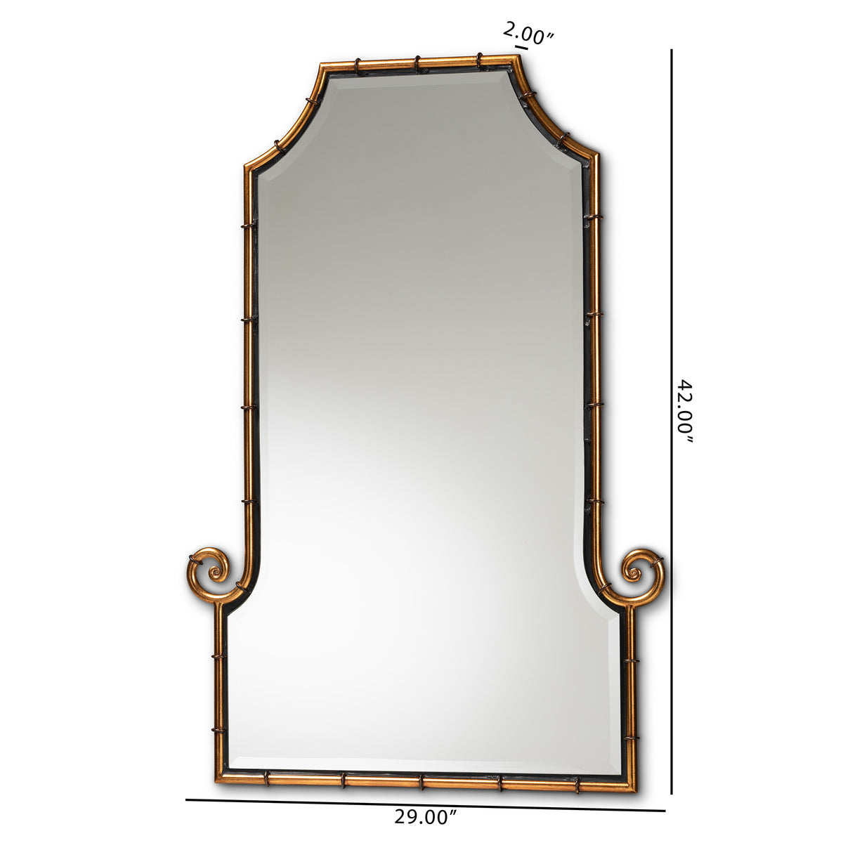 Layan ourous Hollywood Regency Style Gold Finished Metal Bamboo Inspired Accent Wall Mirror