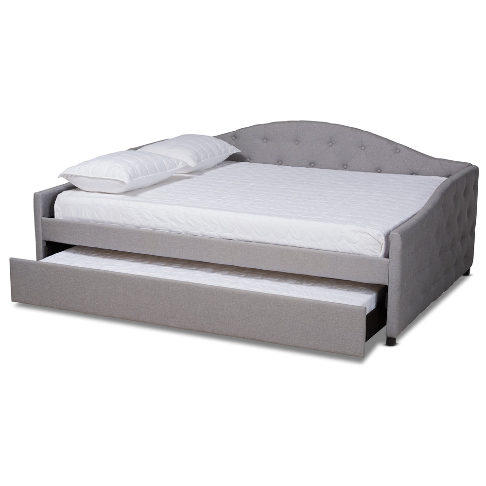 Becker Transitional Beige Fabric Upholstered Full Size Daybed