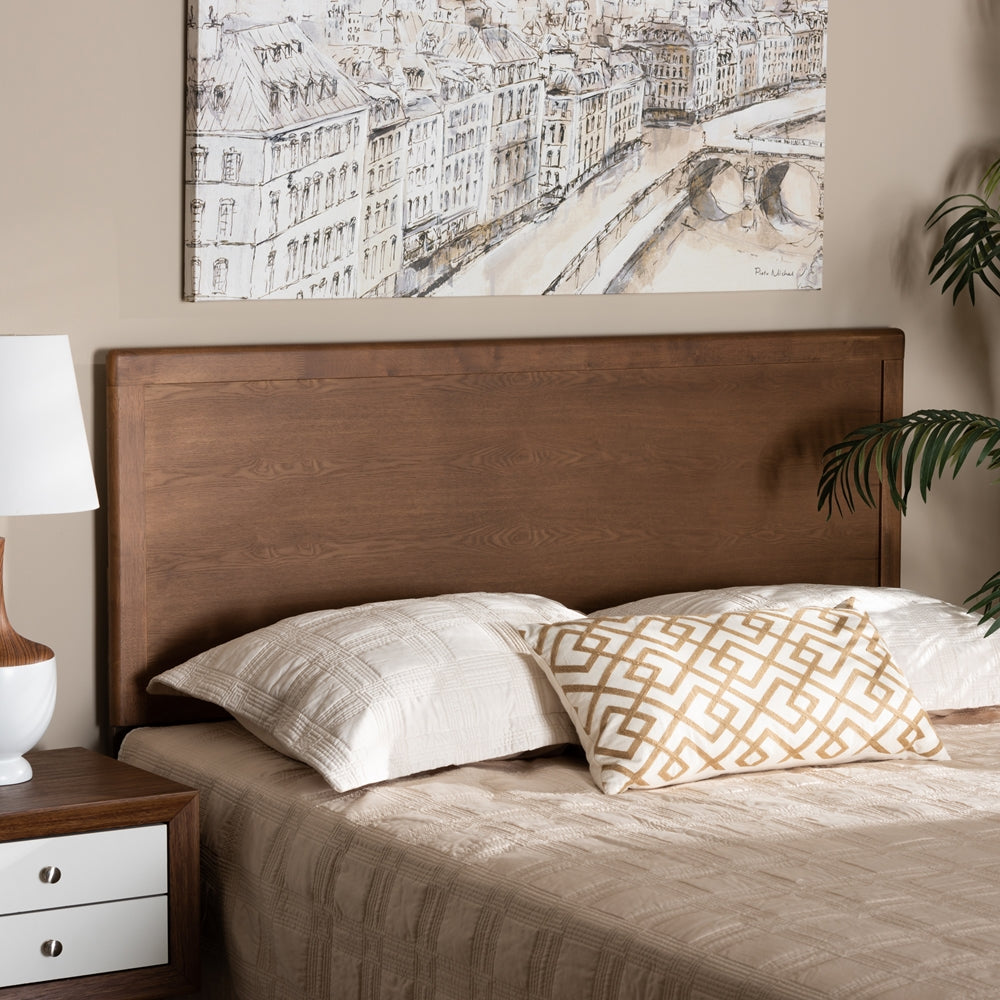 Alan Modern and Contemporary Transitional Ash Walnut Finished Wood Queen Size Headboard