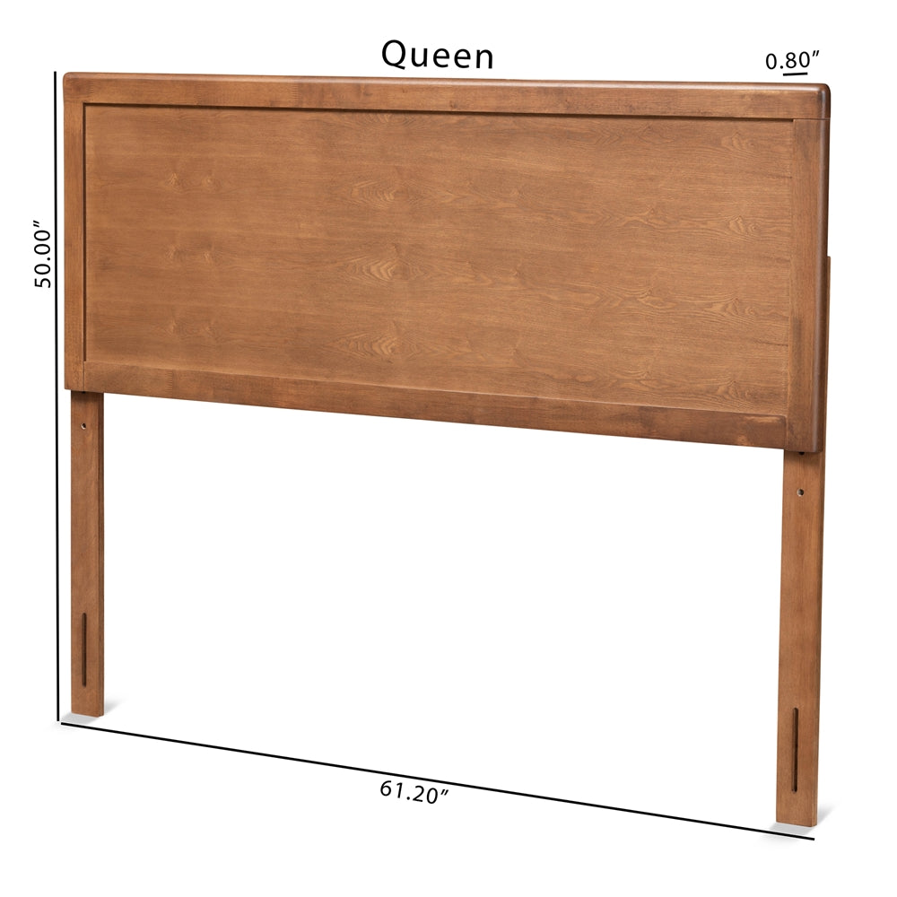 Alan Modern and Contemporary Transitional Ash Walnut Finished Wood Queen Size Headboard