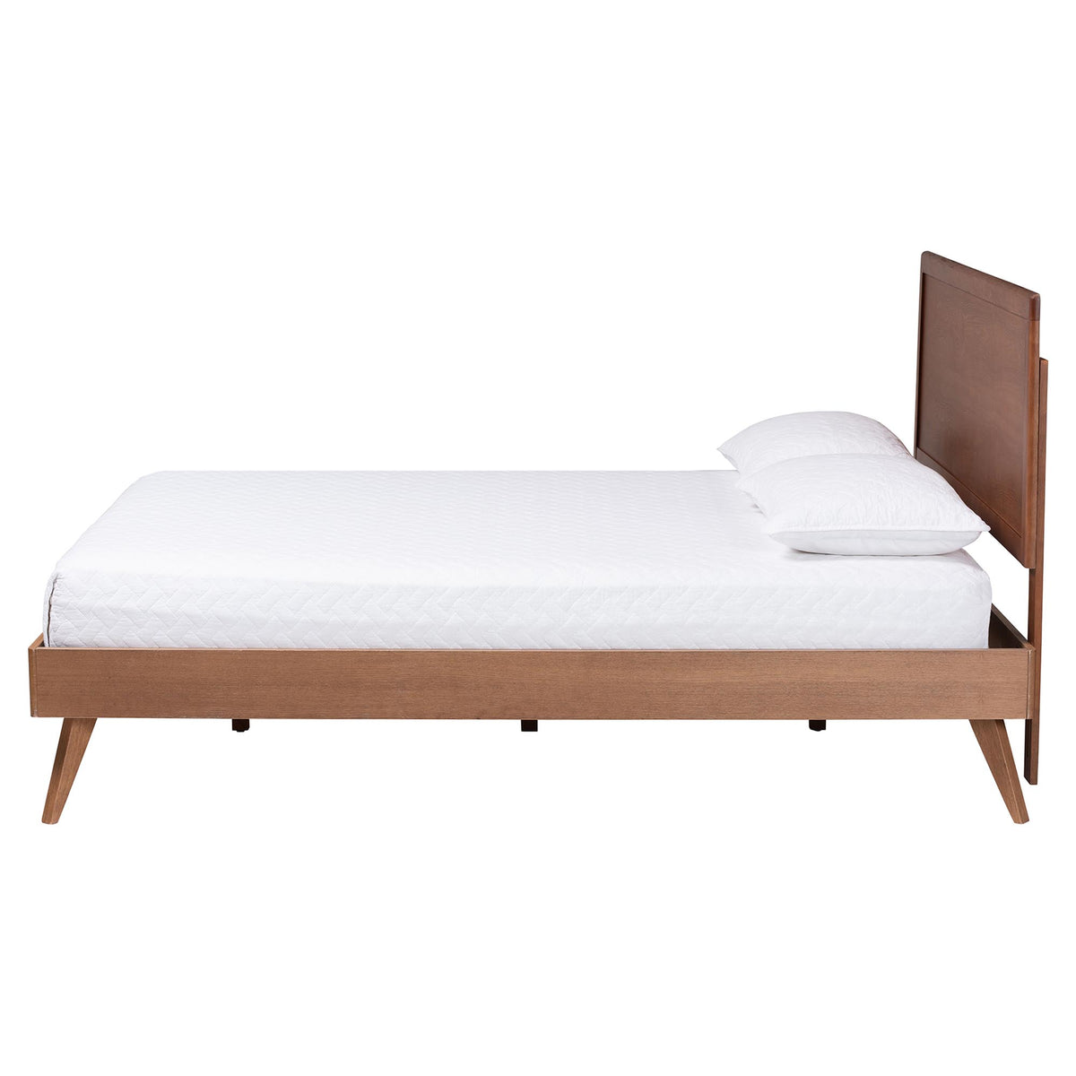Jiro Platform Bed - Mid-Century Modern Wood Bed Frame with Panel Headboard and Angled Legs for Bedroom or Guest Room, King