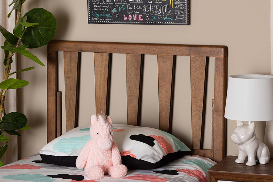 Duncan Modern and Contemporary Ash Walnut Finished Wood Twin Size Headboard