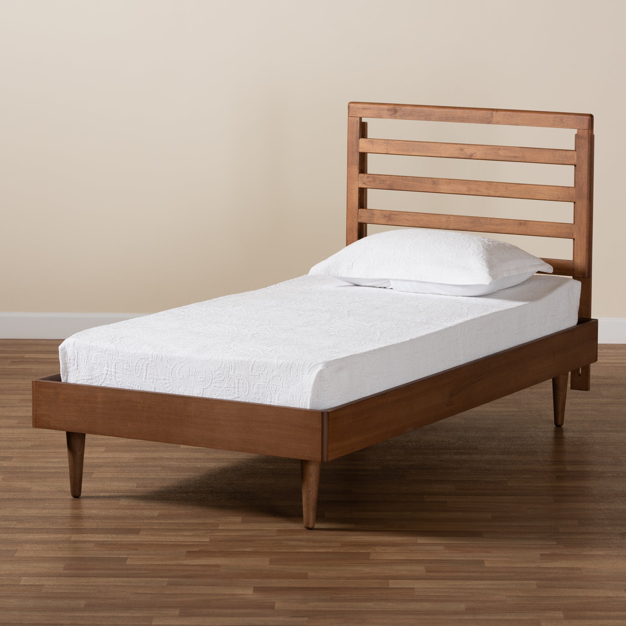 Ryo Walnut Brown Finished Wood Twin Size Platform Bed