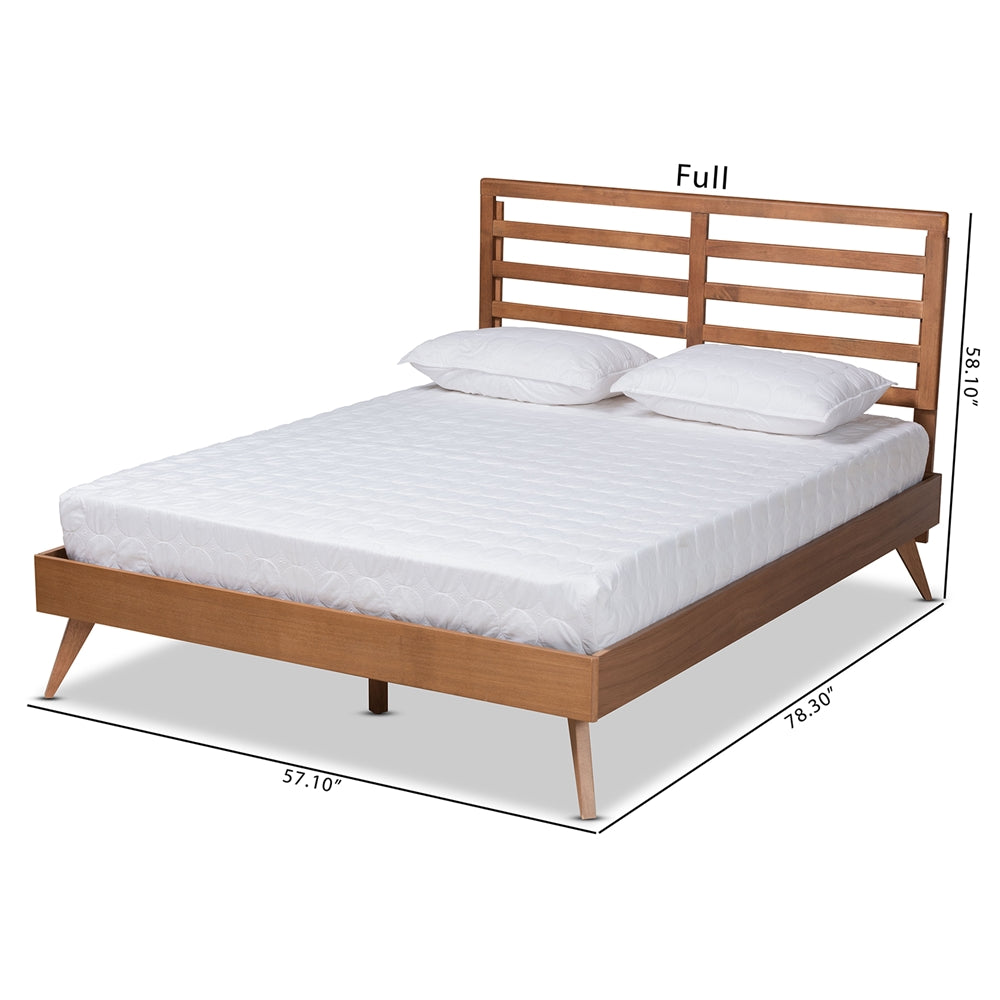 Shiro Mid-Century Modern Ash Walnut Finished Wood Full Size Platform Bed