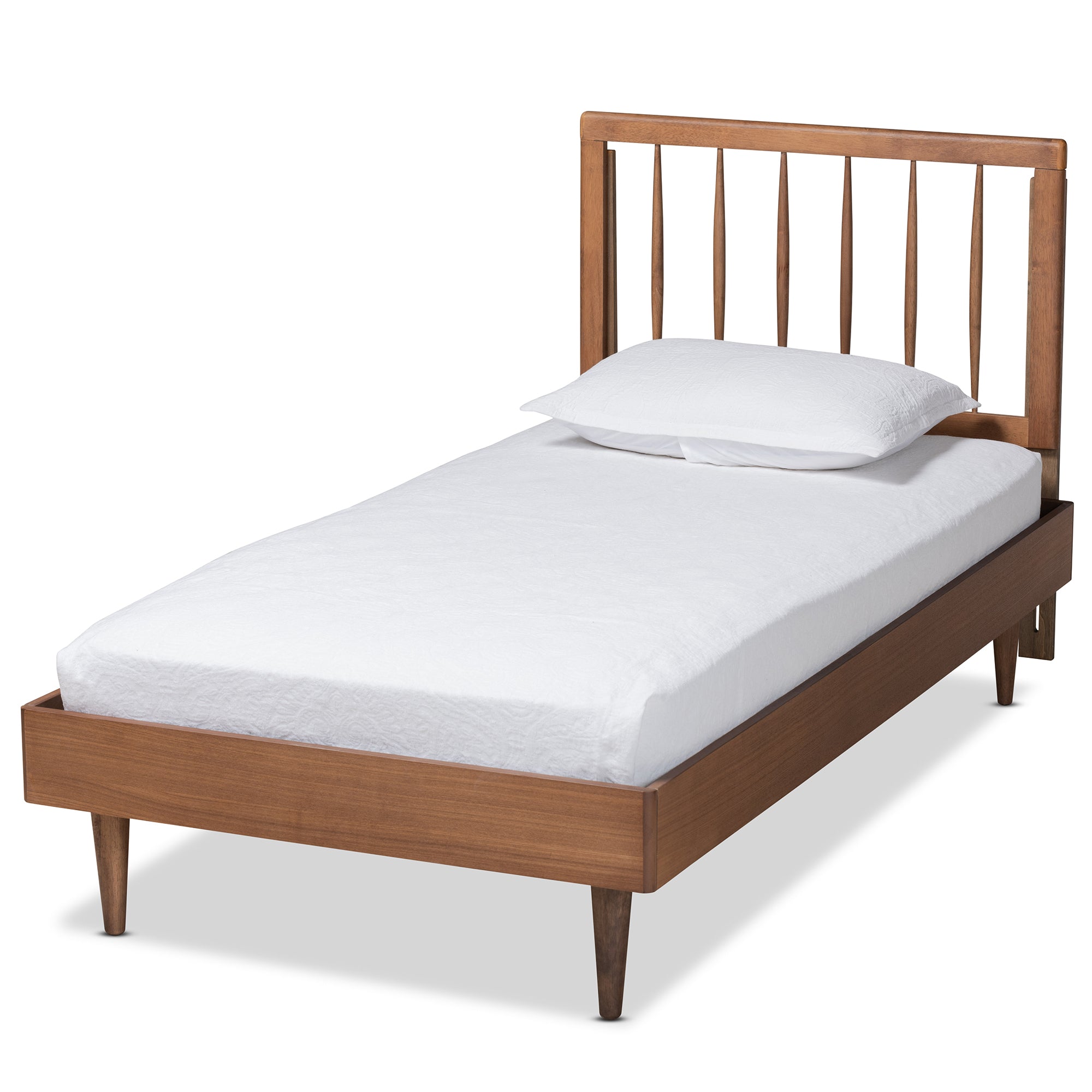 Sora Mid-Century Modern Ash Walnut Finished Wood Twin Size Platform Bed