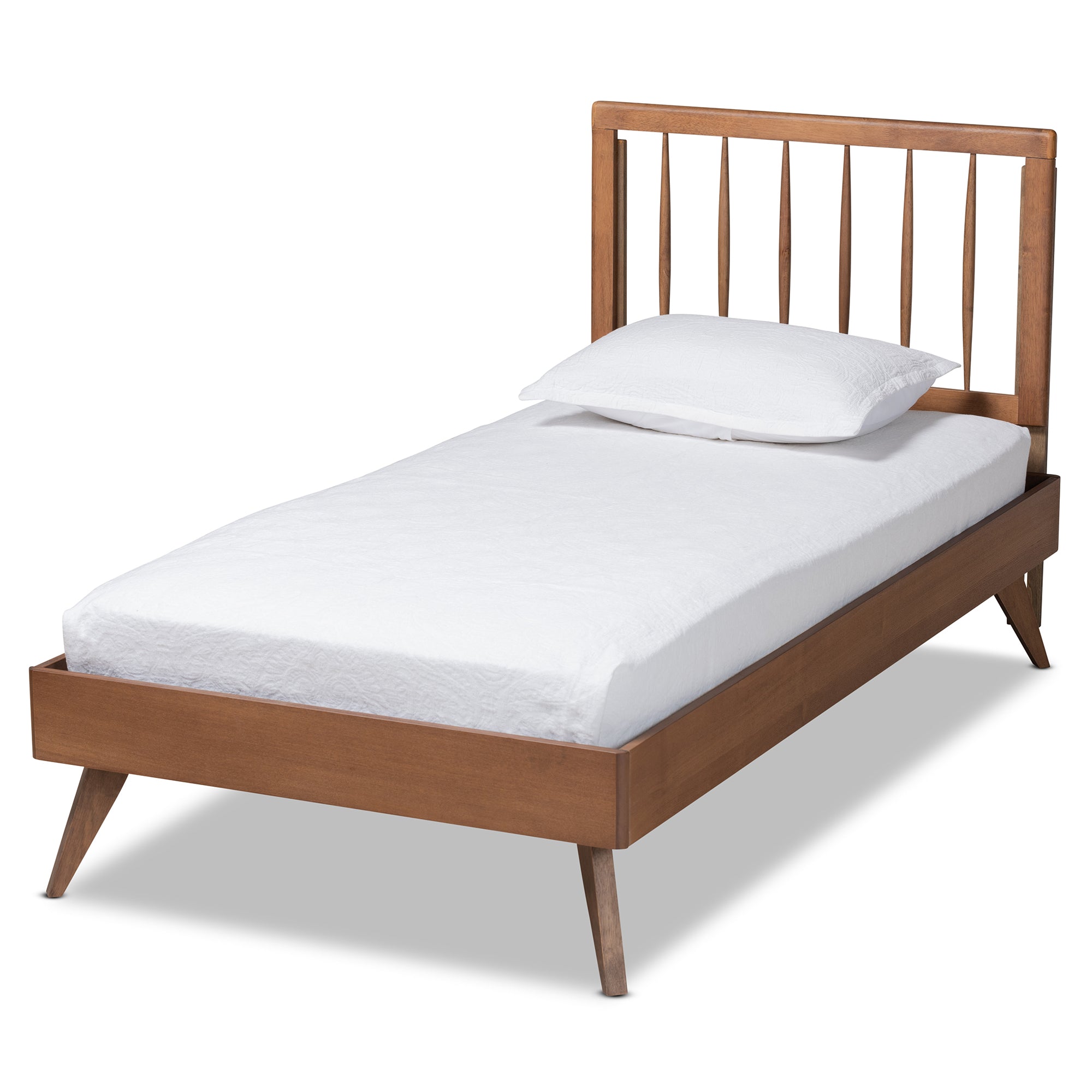 Toru Mid-Century Modern Ash Walnut Finished Wood Twin Size Platform Bed
