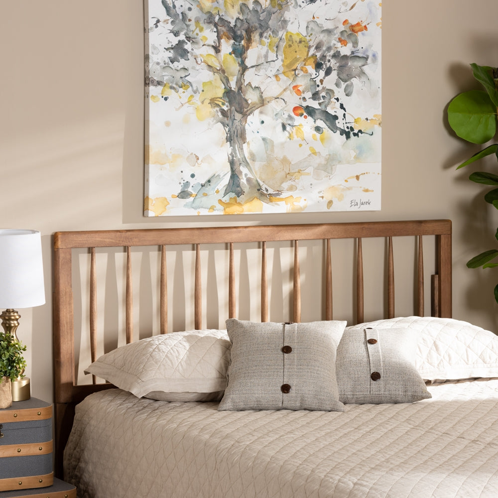 Valin Modern and Contemporary Ash Walnut Finished Wood Queen Size Headboard