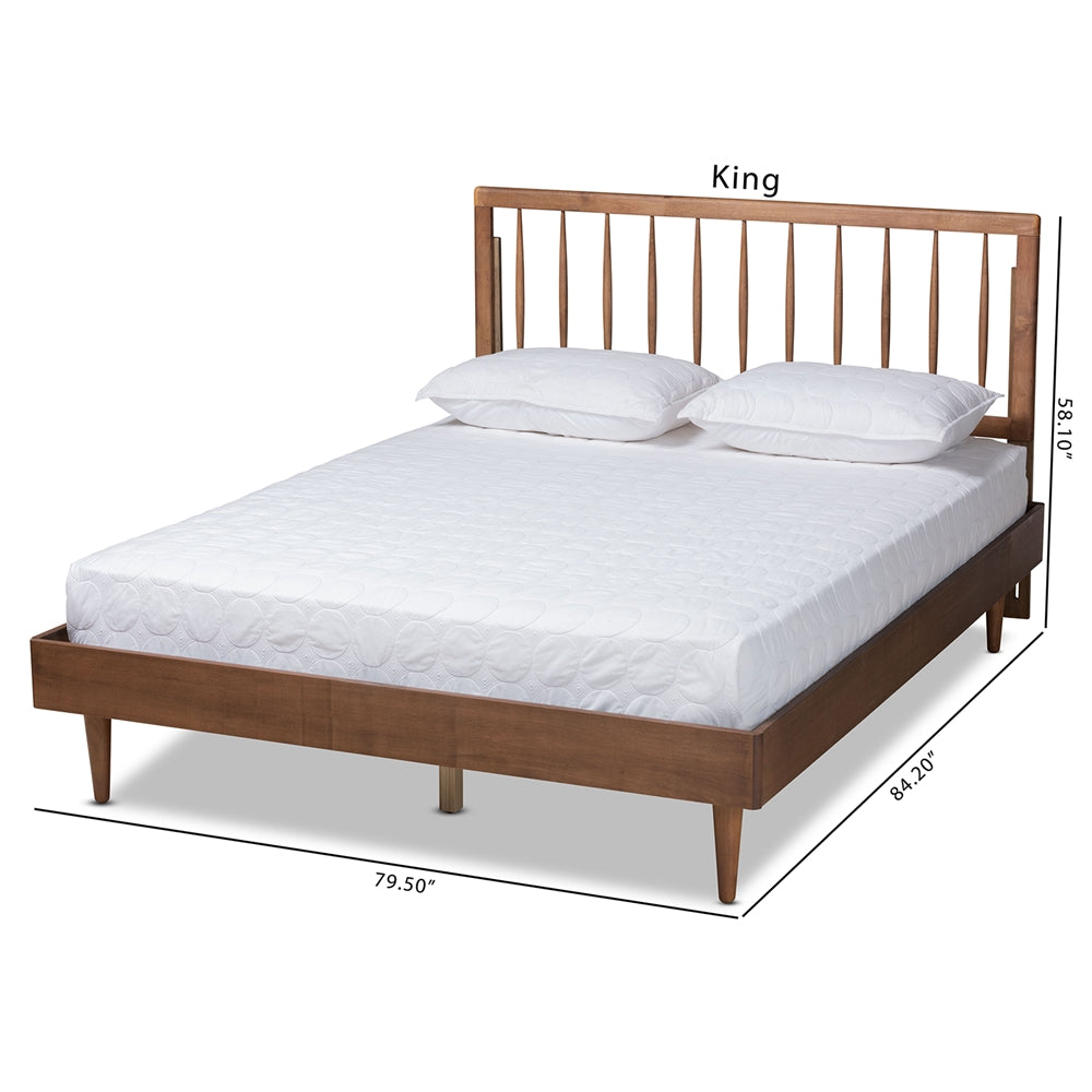 Sora Mid-Century Modern Ash Walnut Finished Wood King Size Platform Bed