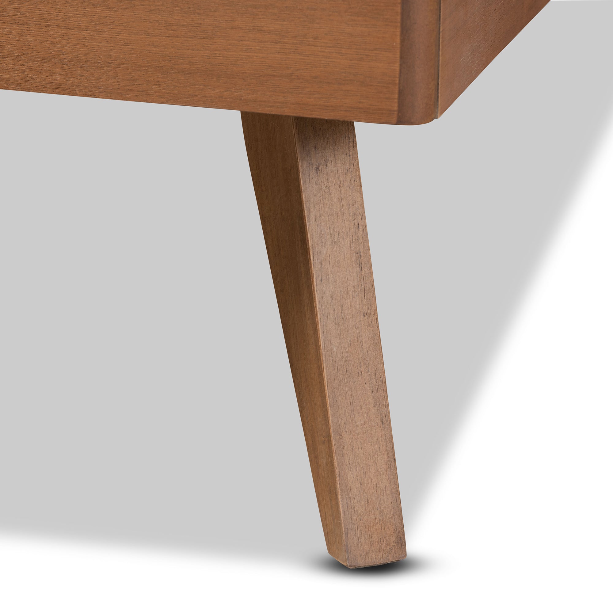 Averi Aimi Twin Platform Bed in Walnut Brown Wood – Mid-Century Modern Design with Slatted Base