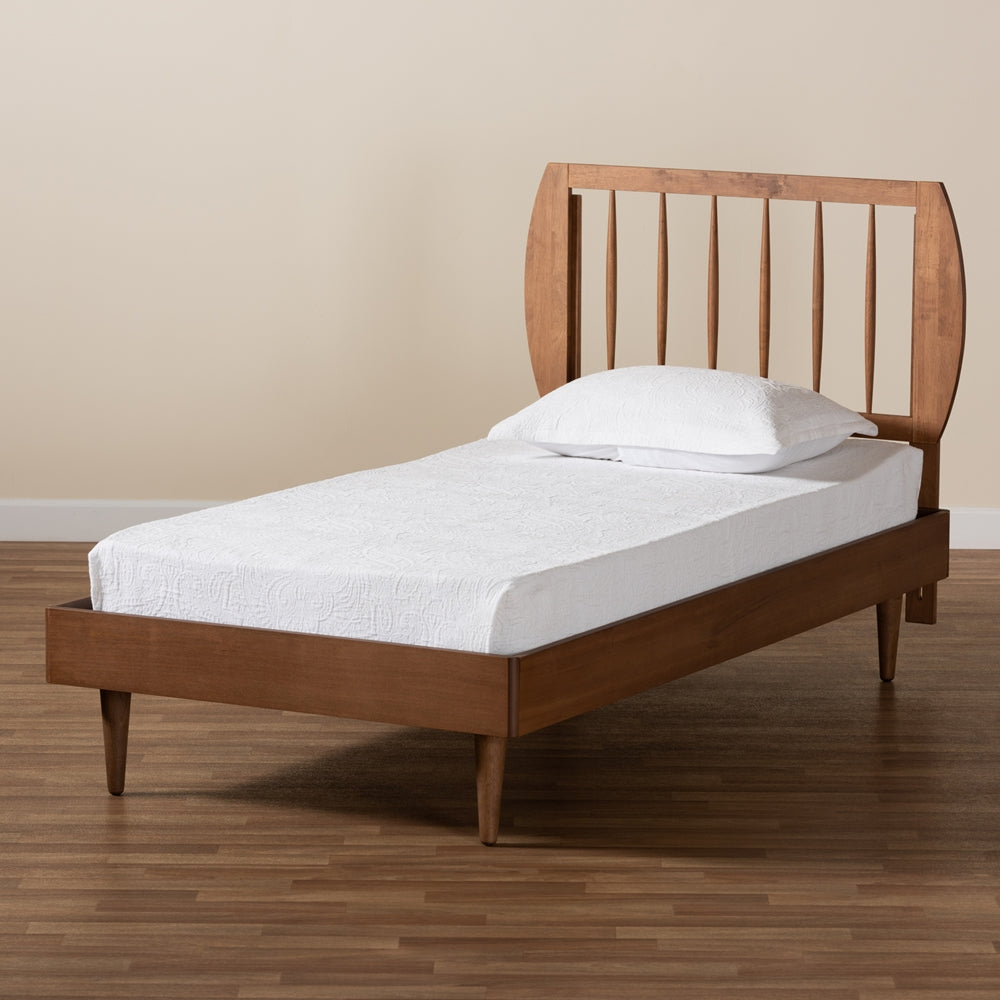 Chiyo Walnut Brown Finished Wood Twin Size Platform Bed