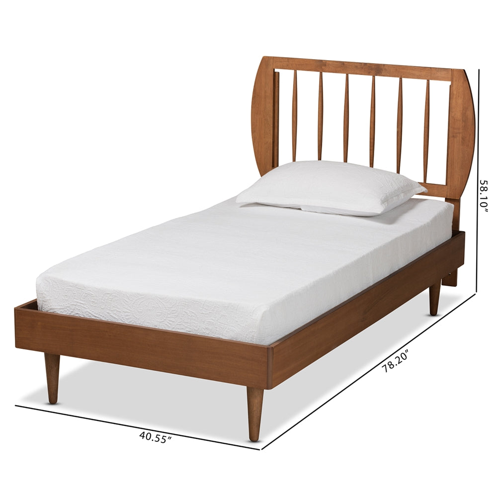 Chiyo Walnut Brown Finished Wood Twin Size Platform Bed