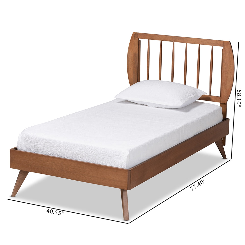 Emiko Walnut Brown Finished Wood Twin Size Platform Bed