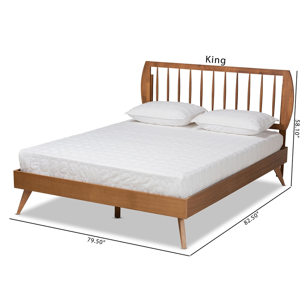 Emiko Walnut Brown Finished Wood King Size Platform Bed