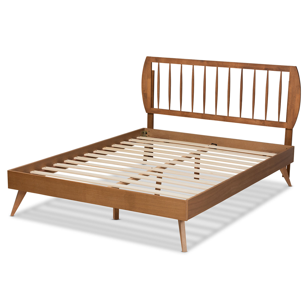 Emiko Walnut Brown Finished Wood King Size Platform Bed