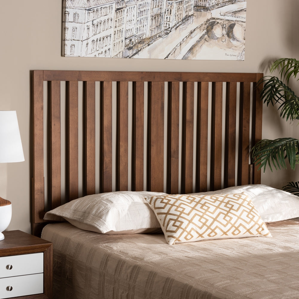 Oren Modern and Transitional Ash Walnut Finished Wood Queen Size Headboard