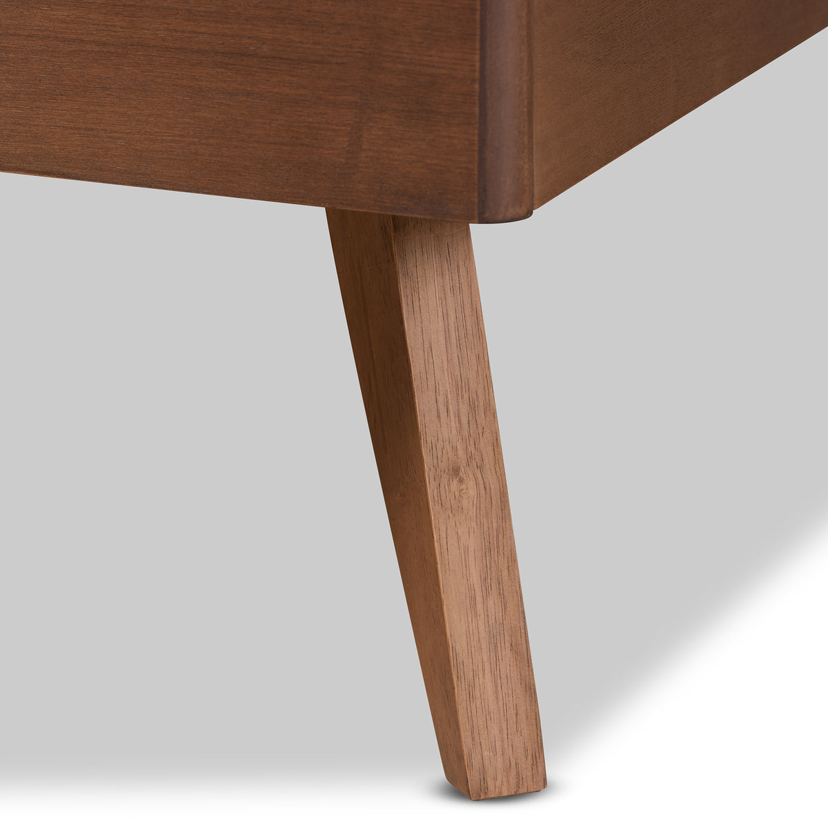Saki Mid-Century Modern Walnut Brown Finished Wood King Size Platform Bed