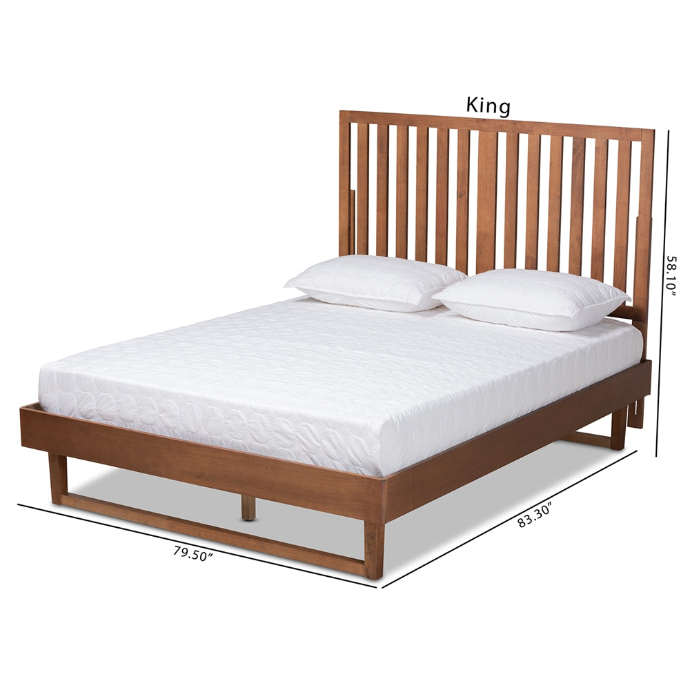 Marin Walnut Brown Finished Wood King Size Platform Bed