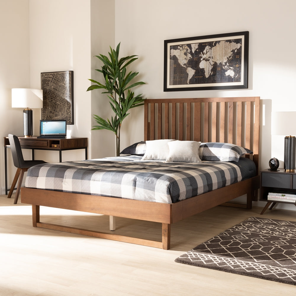 Marin Walnut Brown Finished Wood Full Size Platform Bed