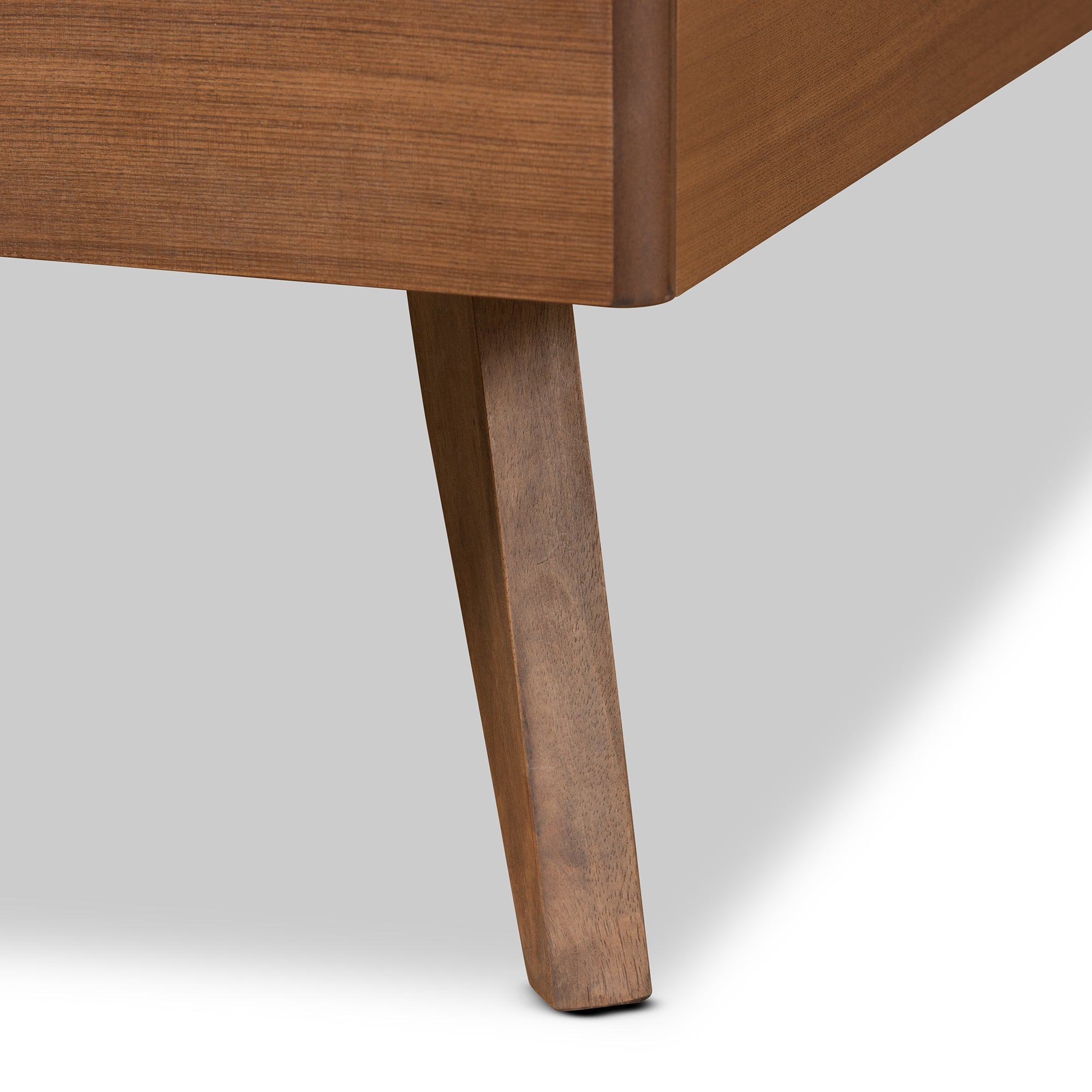 Noela Mid-Century Modern Walnut Brown Finished Wood Twin Size Platform Bed