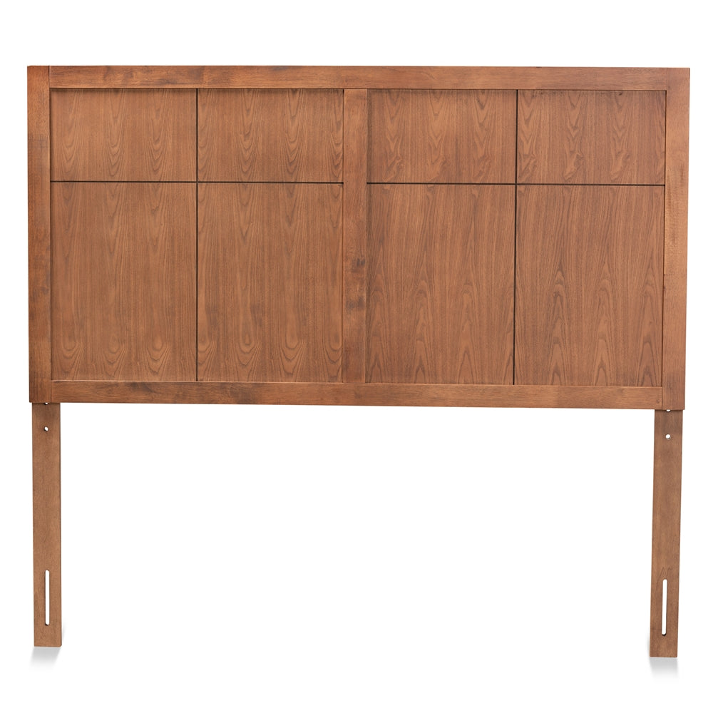 Monroe Modern Transitional and Rustic Ash Walnut Finished Wood Queen Size Headboard