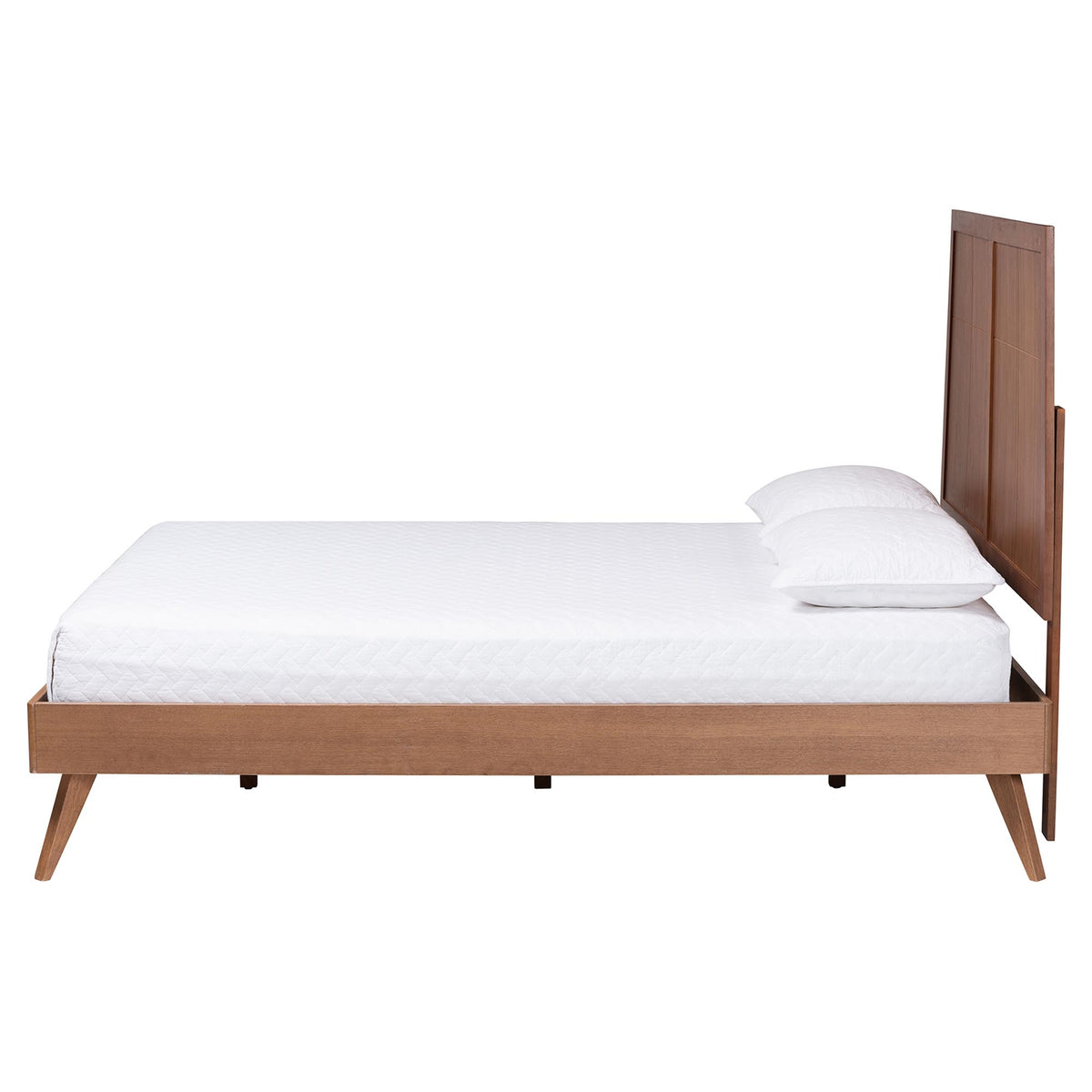 Noela Platform Bed - Mid-Century Modern Wood Bed Frame with Panel Headboard and Angled Legs for Bedroom or Guest Room, King