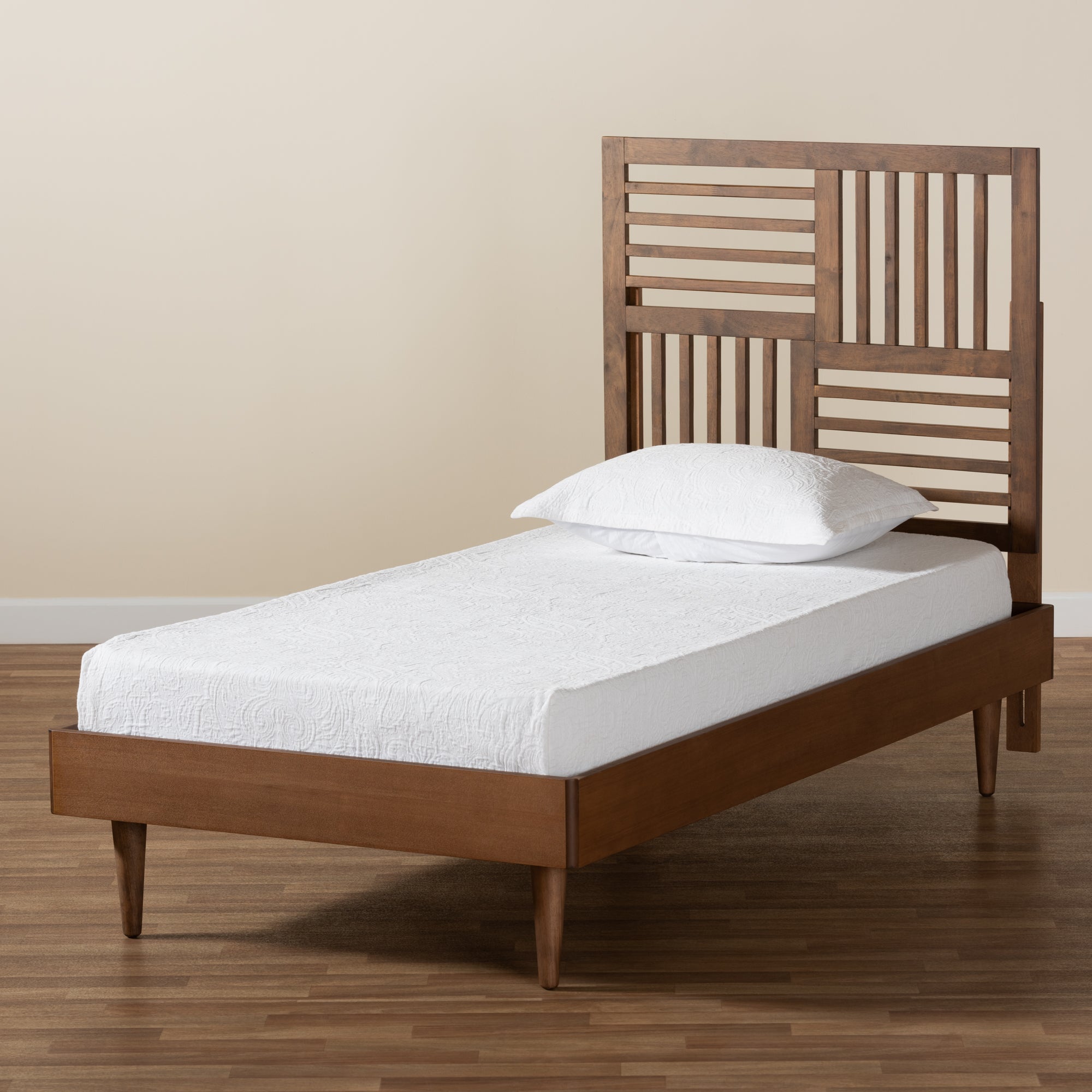 Romy Walnut Brown Finished Wood Twin Size Platform Bed