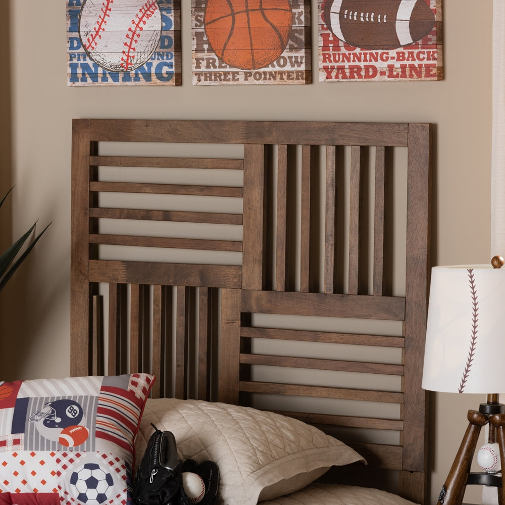 Adler Modern and Contemporary Transitional Ash Walnut Finished Wood Twin Size Headboard