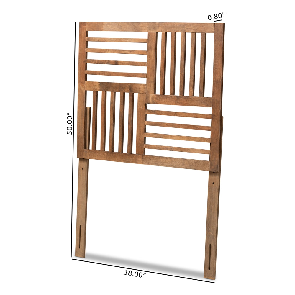 Adler Modern and Contemporary Transitional Ash Walnut Finished Wood Twin Size Headboard