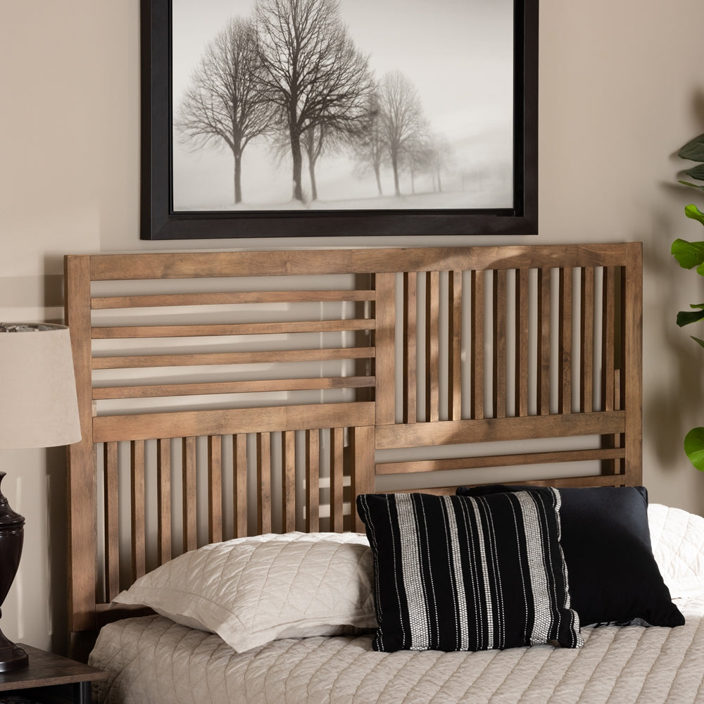 Adler Modern and Contemporary Transitional Ash Walnut Finished Wood King Size Headboard