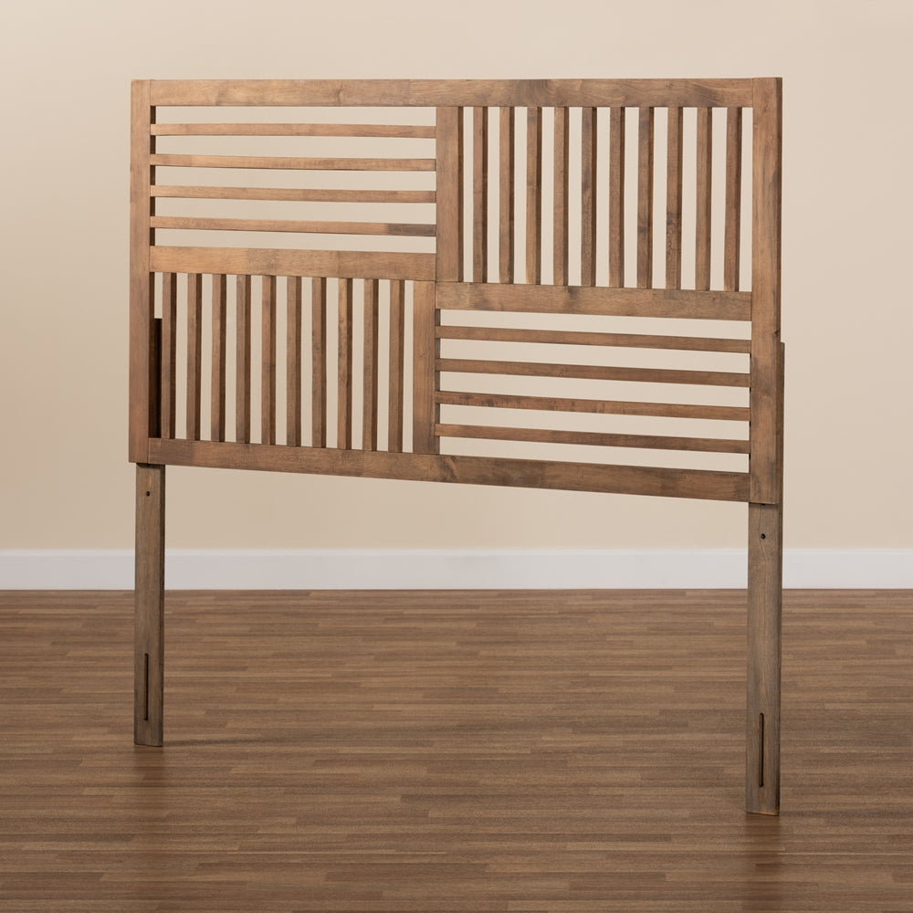 Adler Modern and Contemporary Transitional Ash Walnut Finished Wood King Size Headboard