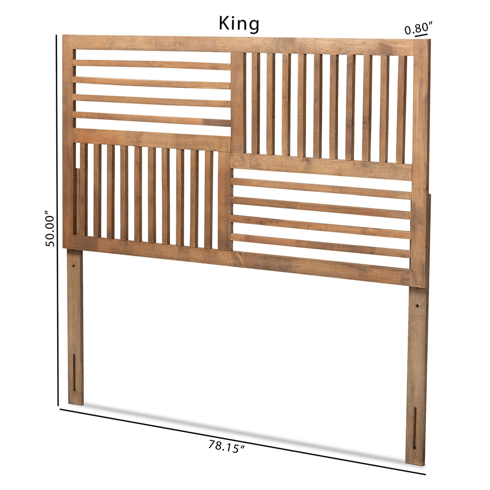 Adler Modern and Contemporary Transitional Ash Walnut Finished Wood King Size Headboard