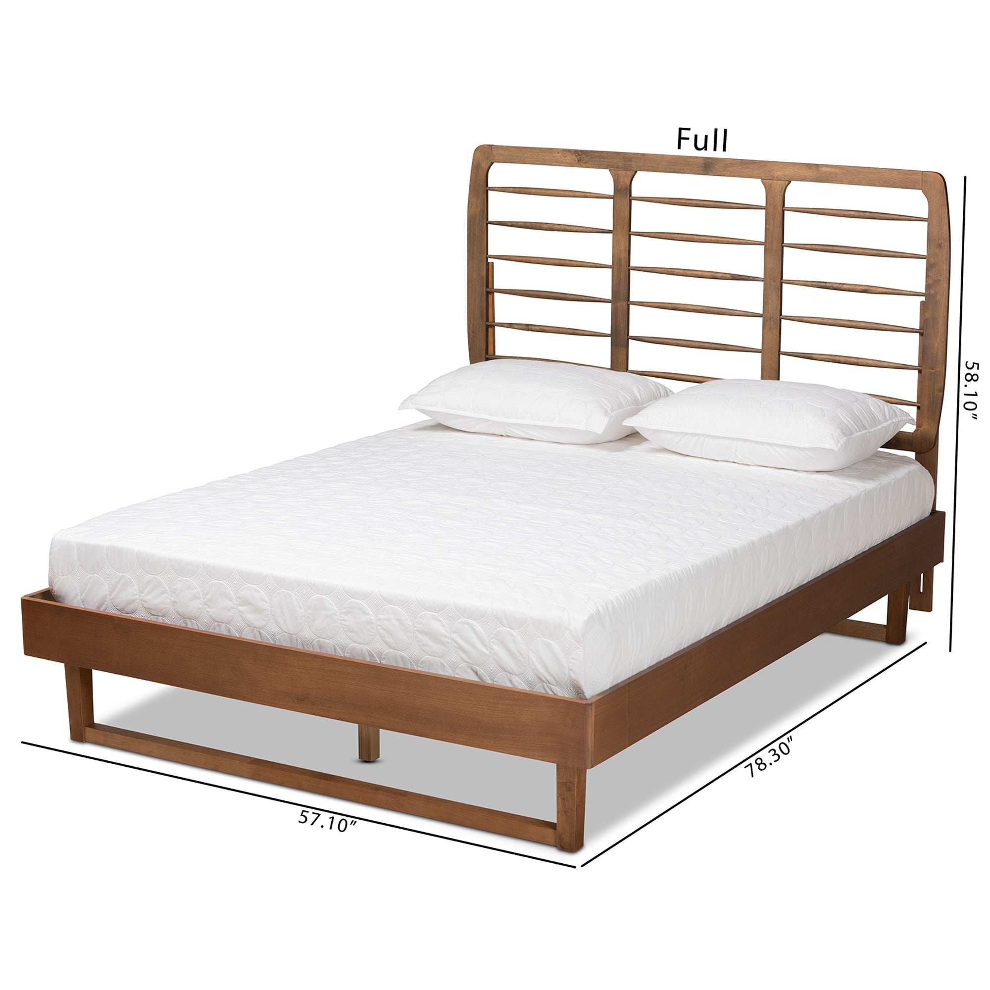 Lucie Walnut Brown Finished Wood Queen Size Platform Bed