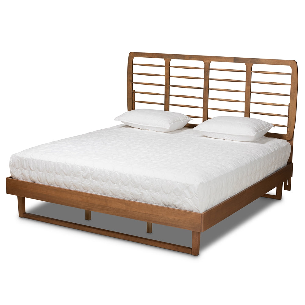 Lucie Walnut Brown Finished Wood Queen Size Platform Bed