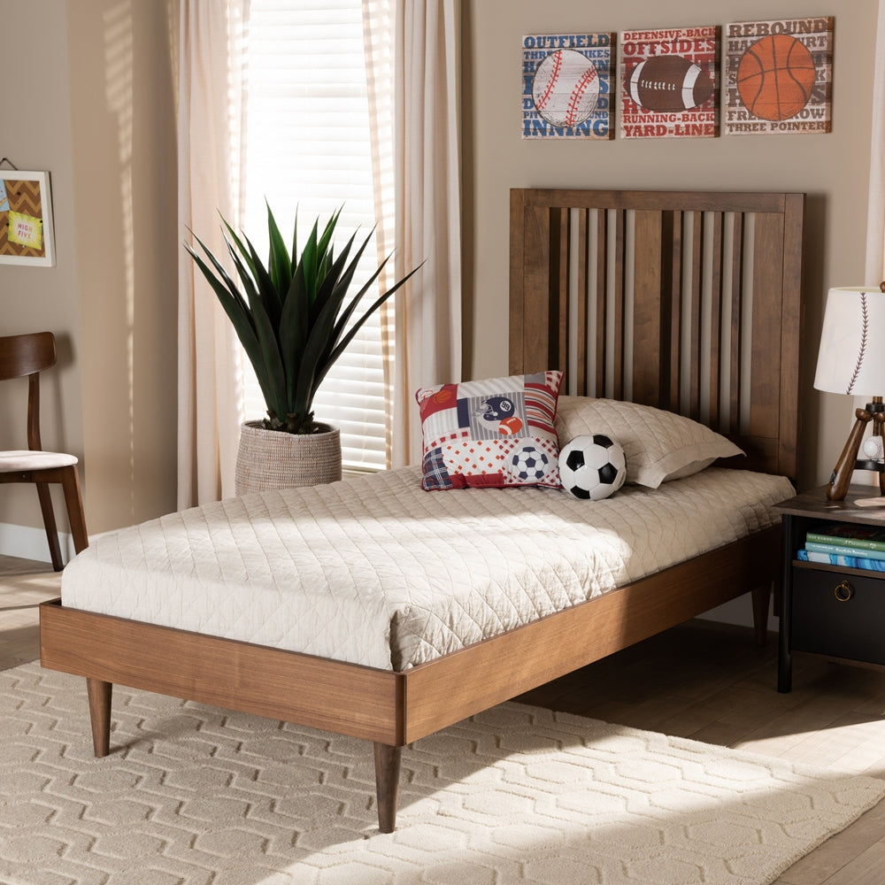 Kioshi Ash Walnut Finished Wood Twin Size Platform Bed