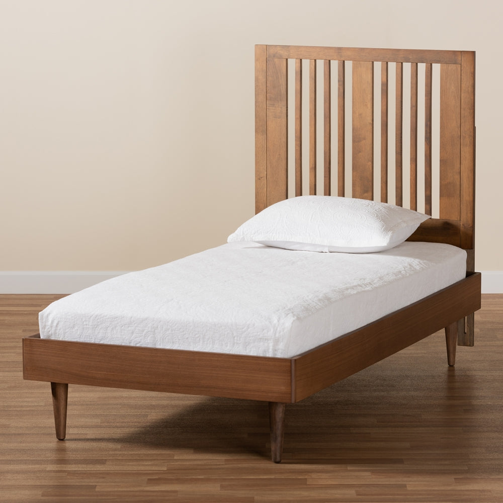 Kioshi Ash Walnut Finished Wood Twin Size Platform Bed