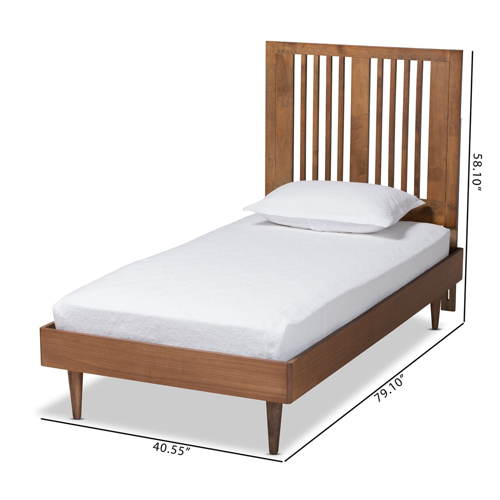 Kioshi Ash Walnut Finished Wood Twin Size Platform Bed