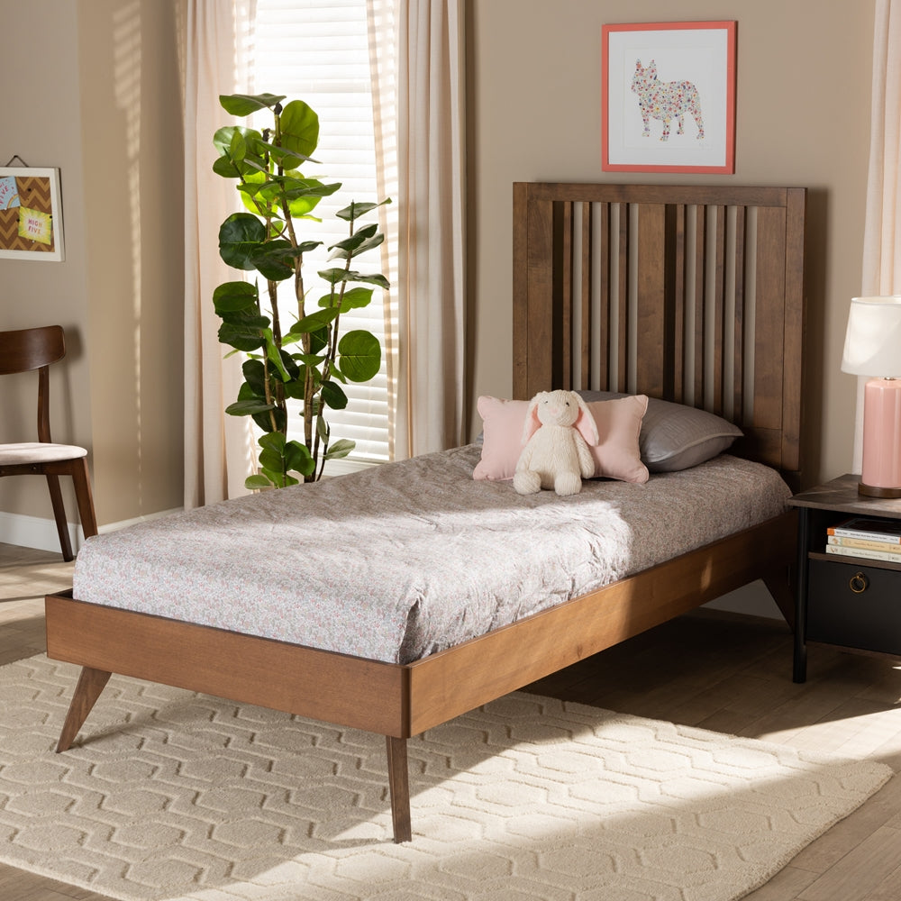 Takeo Ash Walnut Finished Wood Twin Size Platform Bed