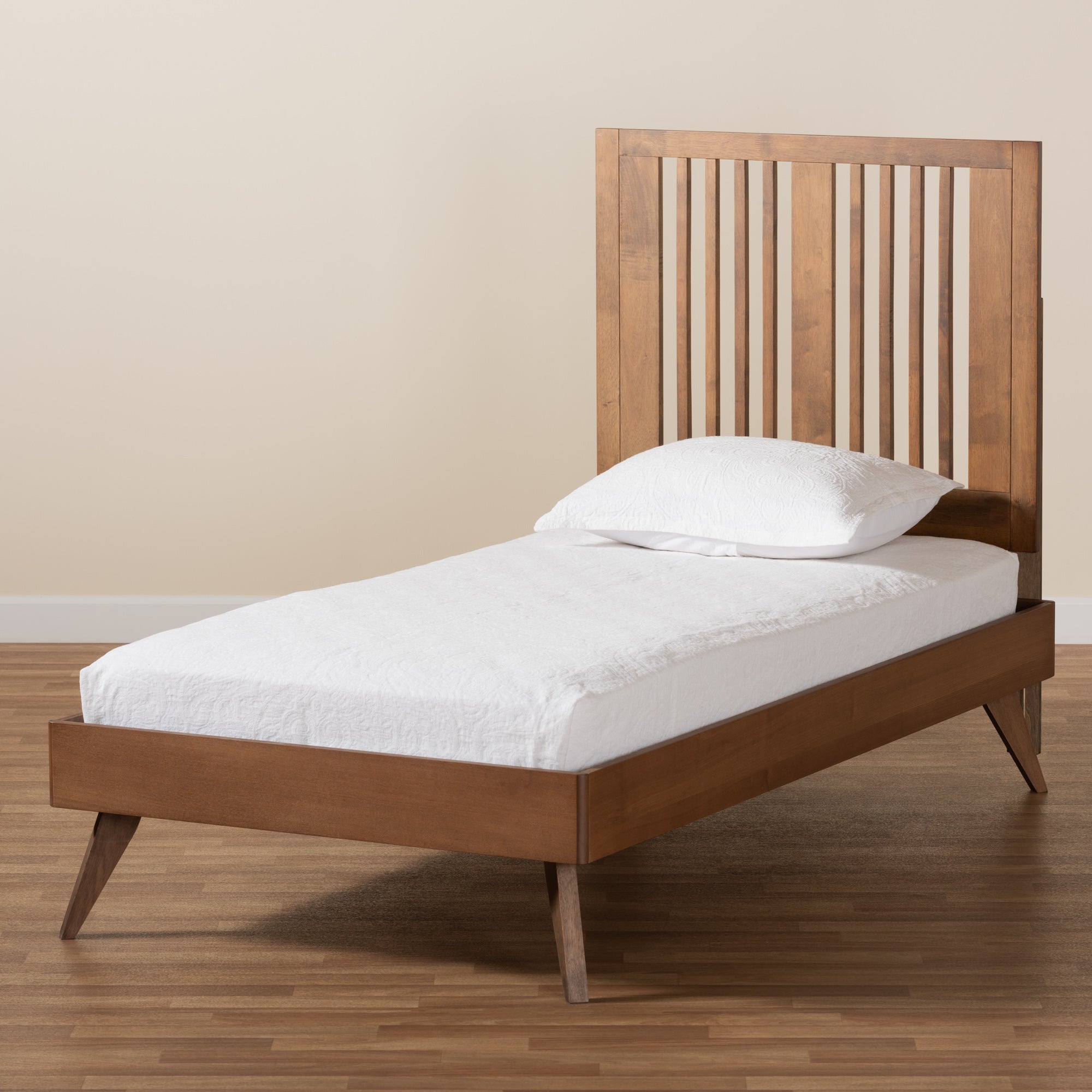 Takeo Ash Walnut Finished Wood Twin Size Platform Bed