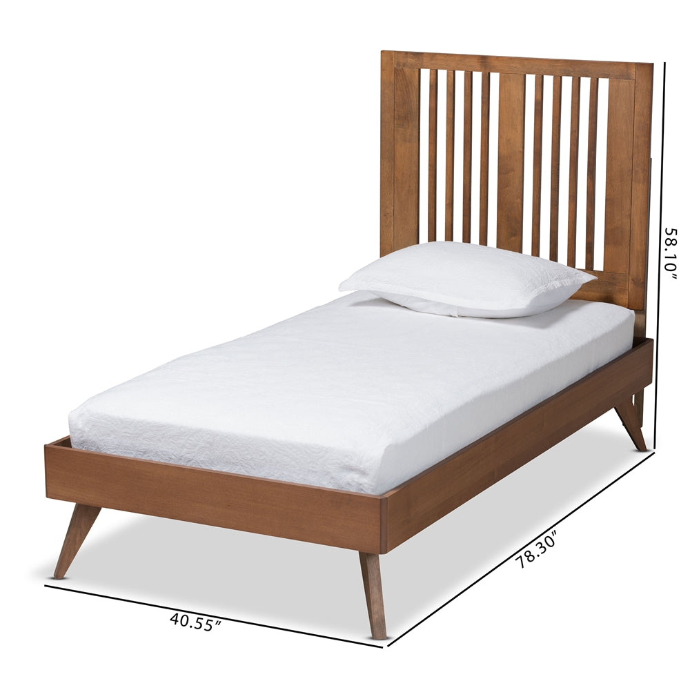 Takeo Ash Walnut Finished Wood Twin Size Platform Bed