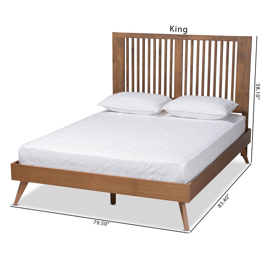 Takeo Ash Walnut Finished Wood King Size Platform Bed