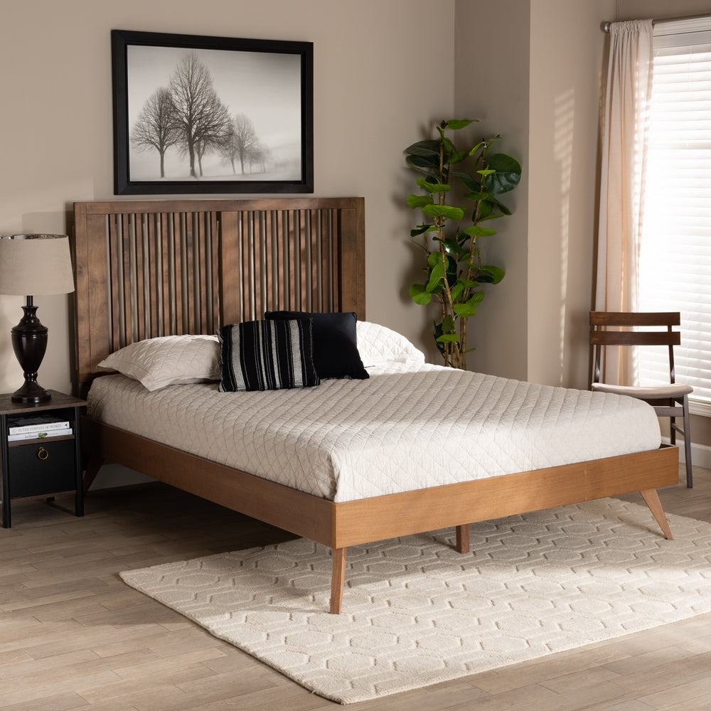 Takeo Ash Walnut Finished Wood King Size Platform Bed