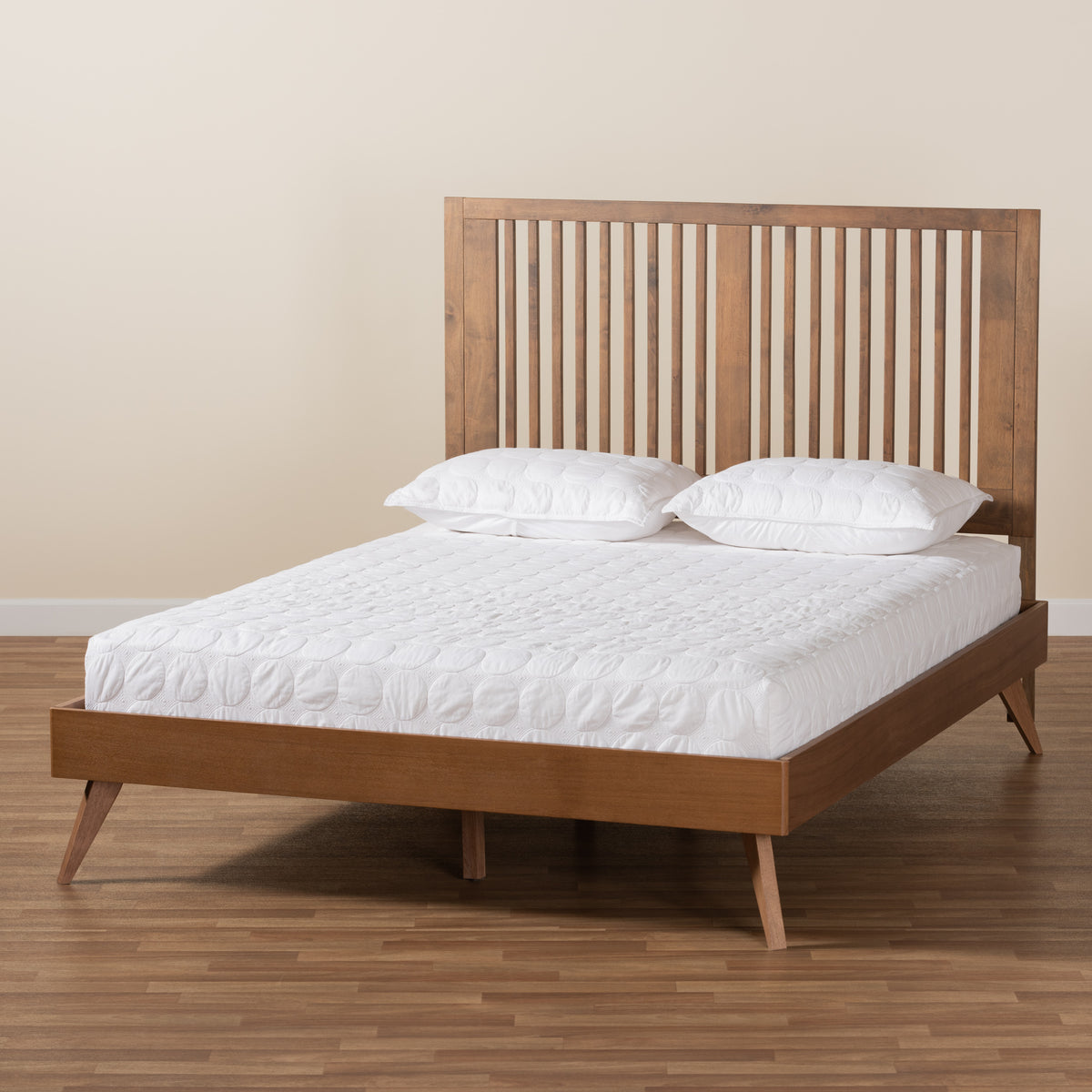 Takeo Ash Walnut Finished Wood King Size Platform Bed