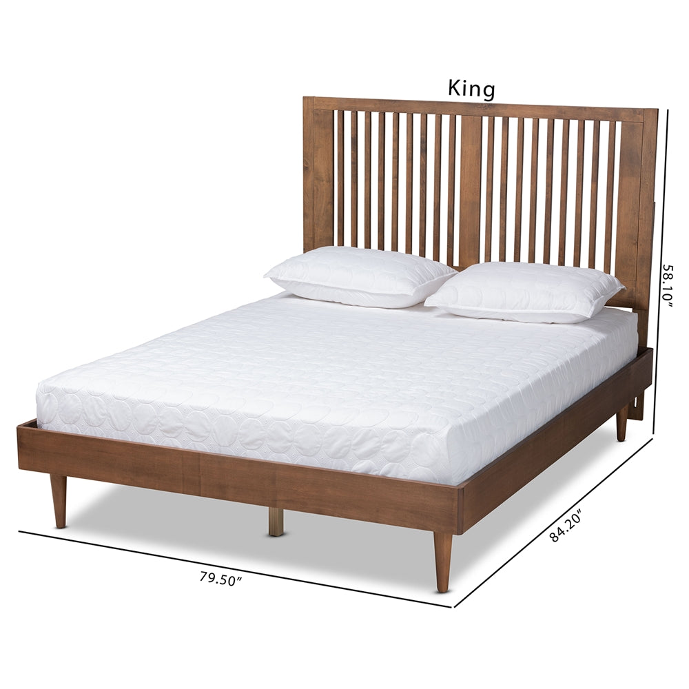 Kioshi Ash Walnut Finished Wood King Size Platform Bed