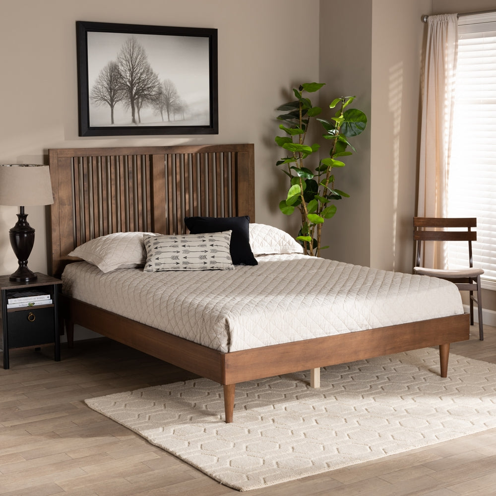 Kioshi Ash Walnut Finished Wood Full Size Platform Bed