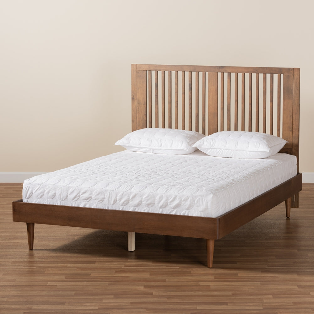 Kioshi Ash Walnut Finished Wood Queen Size Platform Bed