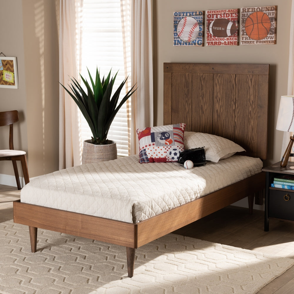 Nicola Ash Walnut Finished Wood Twin Size Platform Bed